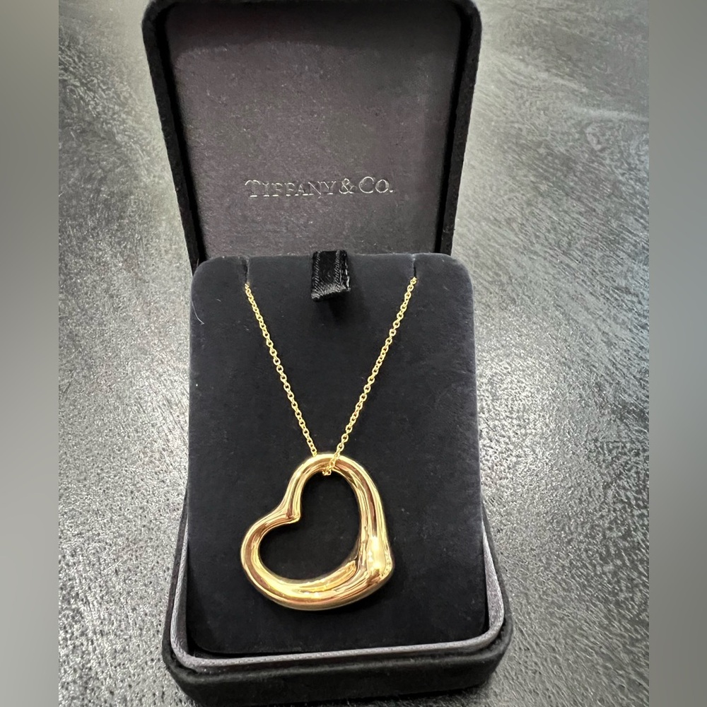 🆕💛Elsa Peretti®💛Yellow Gold 27mm Open Heart Pendant on 18” Chain